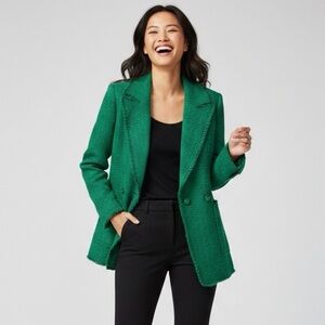 051 KATE SPADE Women's Sequin Tweed Blazer, Green, Sz 4